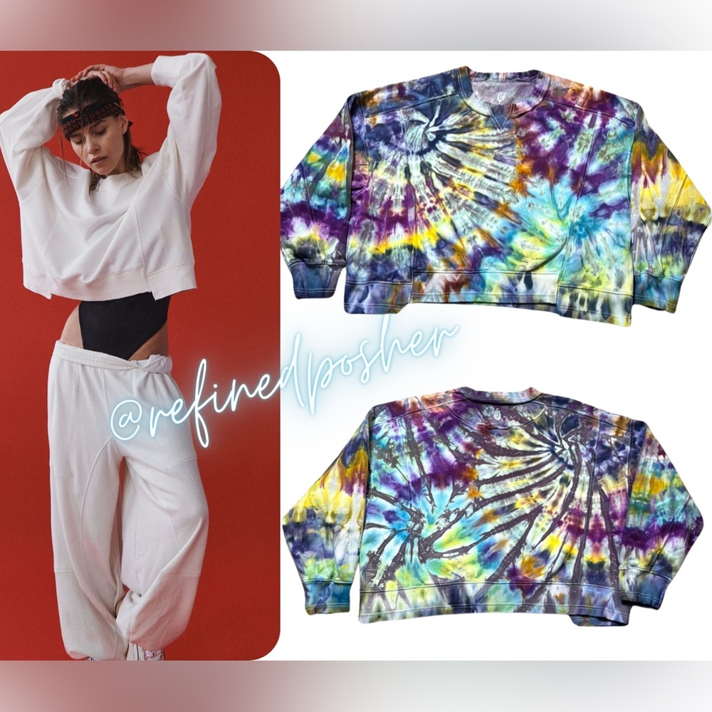 Free People Movement Intercept Pullover size Large NEW White Tie Dye